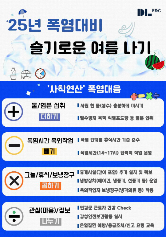 DL이앤씨 '혹서기 대비 캠페인' 포스터. [DL이앤씨 제공]